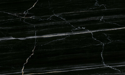 Dark black marble texture with bold linear veining and striking natural fractures, perfect for dramatic luxury interiors, architectural surfaces, modern backgrounds, and design presentations.