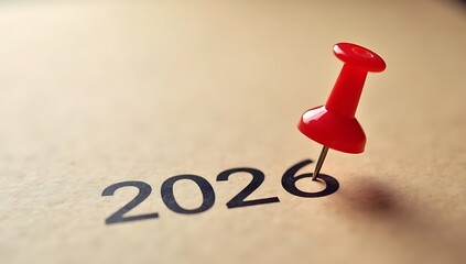Marking the Date Push Pin on Year 2026 for Planning and Preparation