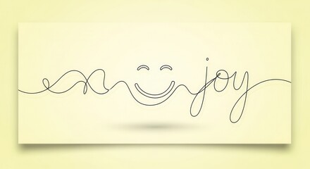 A minimalist design featuring the word 'enjoy' with a smiley face, set against a soft yellow background. Perfect for conveying happiness and positivity.