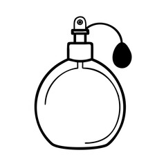 Fototapeta premium Red Christmas ball ornament with ribbon isolated object transparent glass cosmetic spray bottle decoration