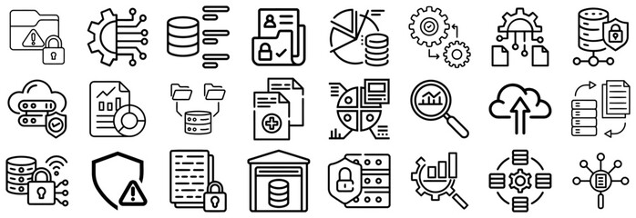 Data Security, Cloud Storage, and Analytics Icon Set