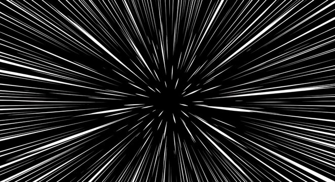 Abstract black and white radial zoom blur effect line motion background