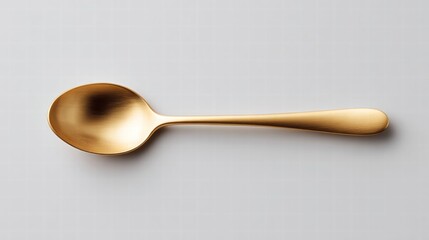 Elegant golden spoon on a minimalist gray background, perfect for culinary themes.