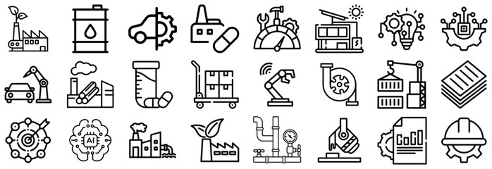 Industrial and Technology Icons Manufacturing, AI, and Automation