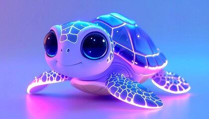 Cute cartoon turtle with bright colors seen in a playful underwater setting creating a joyful atmosphere