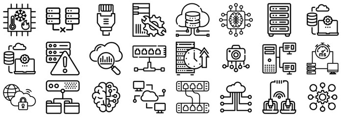 Technology and Data Icons Servers, Cloud, AI, and Networking