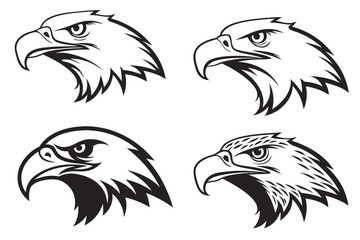 Fototapeta premium Minimalist eagle head icon set in black and yellow