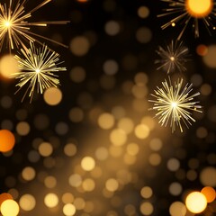 Gold and silver fireworks and bokeh in new year eve and copy space abstract background holiday christmas background holiday background winter christmas design decoration merry celebration