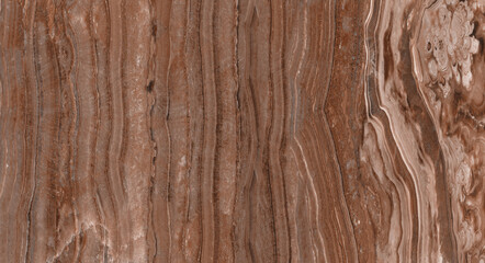 Brown striped onyx marble with smooth vertical layers and polished mineral bands, perfect for architectural surfaces, luxury interiors, modern backgrounds, and decorative design use.