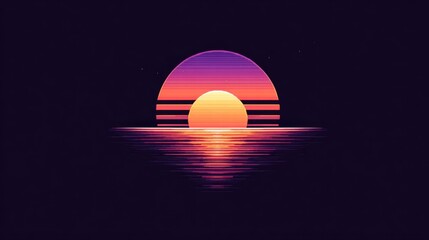 Obraz premium Retro sunset over water
