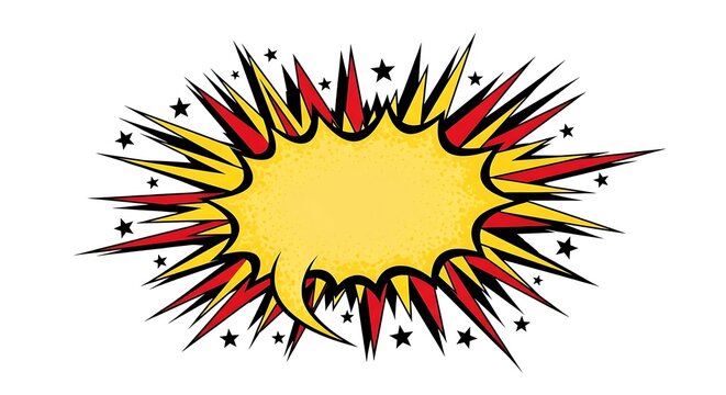 Comic speech bubble with red and yellow color isolated on white background