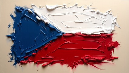 The flag of the Czech Republic painted with colors.