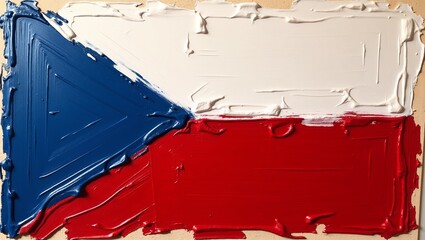 The flag of the Czech Republic painted with colors.