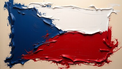 The flag of the Czech Republic painted with colors.