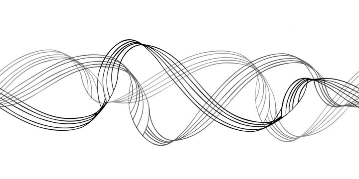 Black waving staff watercolor seamless horizontal banner on isolated background. Hand painted abstract musical wriggling stave for textile, music themed decoration, concert posters - Powered by Adobe