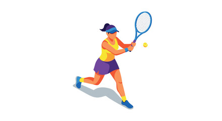 Flat design tennis player in action with vibrant colors