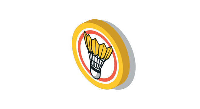 3d badge with shuttlecock icon for sports enthusiasts