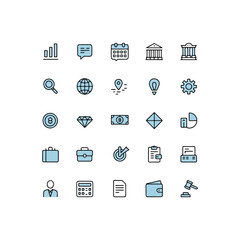 Modern business icon set for website, app, or presentation design