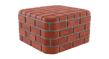 Brick wall with a square shape. isolated illustration on transparent background PNG