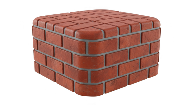 Brick wall with a square shape. isolated illustration on  transparent background PNG