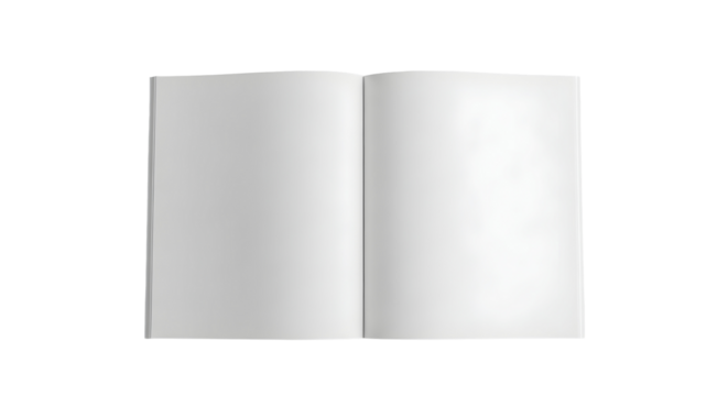 3d icon of open blank magazine isolated on transparent background, perfect for showcasing your creative designs and layouts