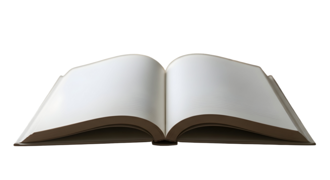 3d icon of open book with blank pages isolated on transparent background, inviting creativity and imagination for writing or drawing