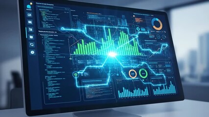 Dynamic data analysis on digital displays in modern office setting - Powered by Adobe