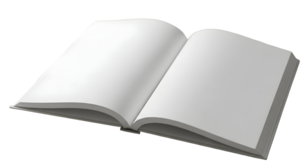 3d icon of open book with blank pages, isolated on transparent background, ready for your text or design, perfect for mockups