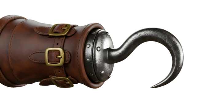 3d icon of hook hand isolated on transparent background, a symbol of pirate adventure, disability, and unique character - Powered by Adobe