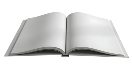 3d icon of open book with blank pages isolated on transparent background, ready for your text or images to be added