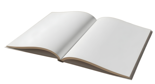 3d icon of open blank book isolated on transparent background, ready for your text or image, perfect for mockups and design