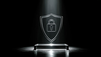 Cybersecurity lock shield digital protection graphic