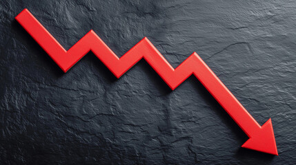 Financial market crash red arrow drop graphic