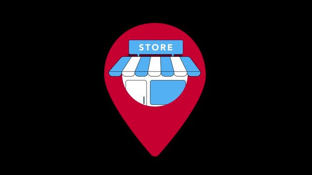 Local SEO animation shows map pin with store icon and geotagging marker. Local SEO animation displays search visibility and location based ranking for small business promotion motion graphic