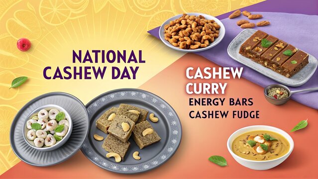 Creative recipe collage designed for National Cashew Day celebration artwork.