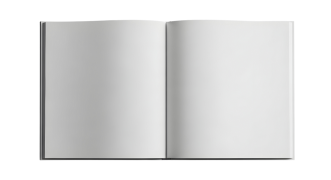 3d icon of open book with blank pages isolated on transparent background, ready for your text or design, top view