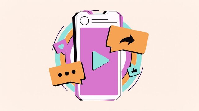 Viral video marketing drives fast engagement in 7-second 4K loop with clean 2D motion graphic. Dynamic transitions viral video marketing, 2026 trends to boost brand awareness through social sharing