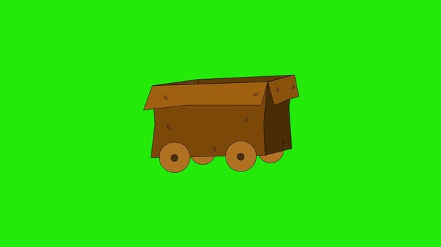 video animation wheeled cardboard box with green screen