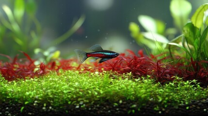 Tiny fish in a planted aquarium