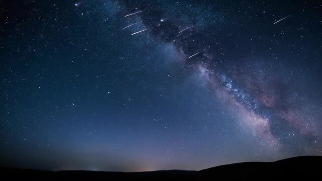 Breathtaking Night Sky Timelapse of a Meteor Shower and Stars.