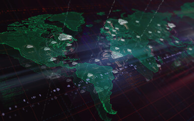 CO2 neutral zero emission symbol on world map 3d illustration