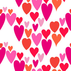 Vector seamless pattern with bright hearts for Valentines Day