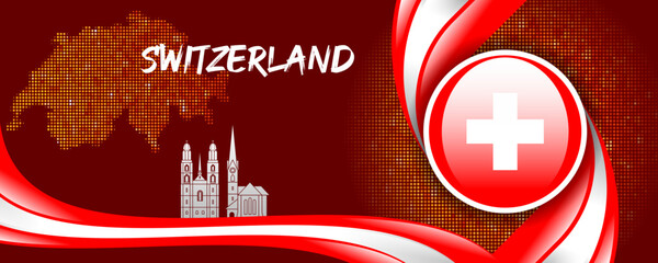 Switzerland National Flag and Country Symbol banner
