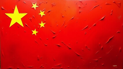 The flag of the People's Republic of China painted with colors.
