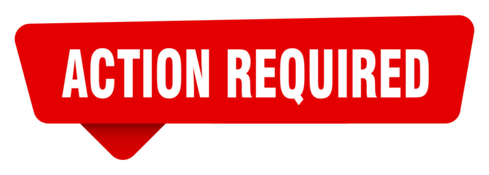 action required red sticker isolated on transpatent background. action required sign