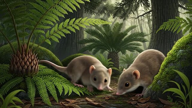 Watch Eozostrodon explore ancient habitat in digital animation, extinct animals