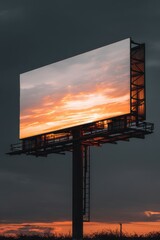 Luminous Sunset Displayed on a Large Billboard Mockup Against a Dramatic Dusk Sky.