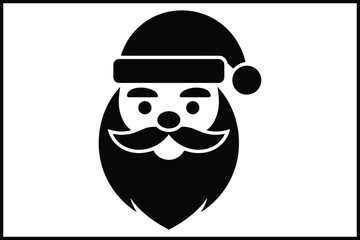 Santa claus head silhouette icon for christmas holiday designs isolated on white background, Vector