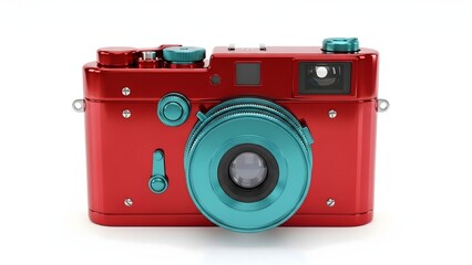 Red and teal vintage camera for photography enthusiasts and collectors digital camera antique style