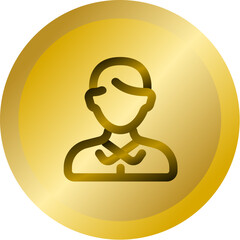Shiny Gold Round Button With User Customer Support Vector Icon